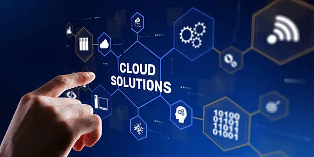 Photo of Cloud computing technology with data storage and network connectivity in digital environment