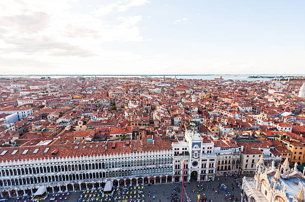 Venice, Italy - June 20, 2015. Aerial view of the city of Venice, as seen from the San Marco Tower