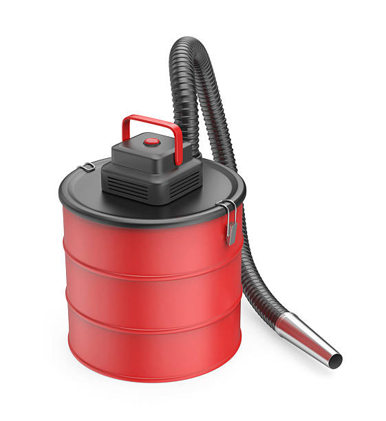 3d rendering of red vacuum cleaner with melting plastic isolated on white background. Labor-saving devices. Home appliances. Housework.