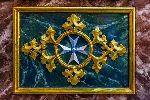 Caucasus, Georgia, Imereti region, Kutaisi. Golden cross in the monastery of Ghelati.
