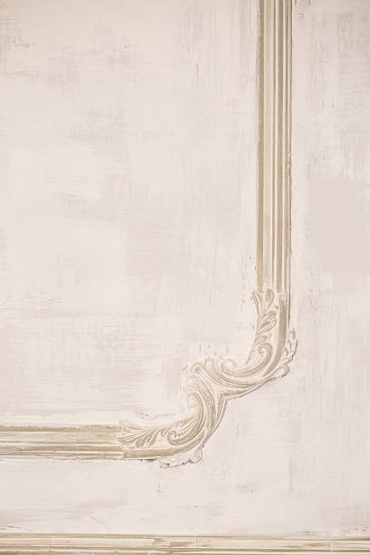 Beautiful plaster wall decor. Plaster decorations on the wall during renovation.