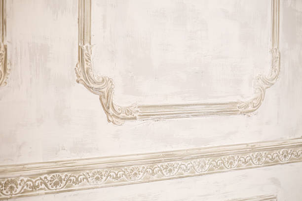 istock Beautiful plaster wall decor. Plaster decorations on the wall during renovation. 2252828054