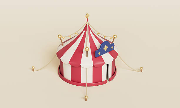 istock Red and White Striped Circus Tent. 3D Rendering. 2252831480