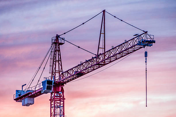 Silhouette Crane on Sunset Background