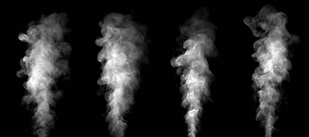 istock Realistic white smoke plumes rising on a black background, perfect for visual effects, product design, advertising, and creative projects that require natural vapor texture and atmospheric mood. 2252838052