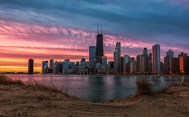 istock Panoramic image of Chicago skyline at sunset with dramatic sky. 2252838646
