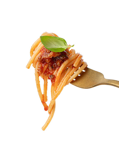 istock Pasta with sauce and basil isolated on white background 2252839054