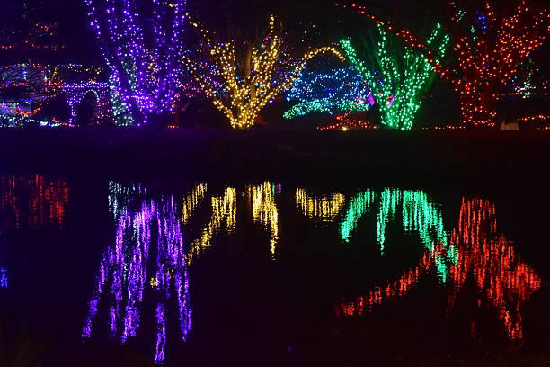 istock Christmas Light Display with Reflections in the Water 2252847059