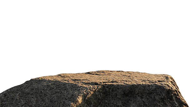 istock Mountain Rock Brown, Stone Podium cliff edge Isolated on white Background well stand display advertising Product, Clipping path 2252847145