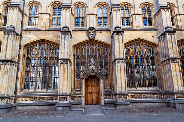 Ornate façade of a historic college building at the University of Oxford, Oxford, England, United Kingdom. September 2025