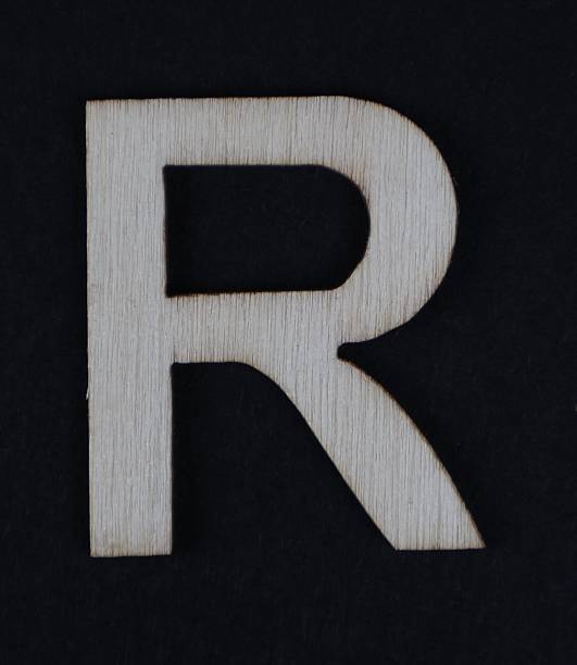 istock R uppercase letter in woodgrain style. 2252850083