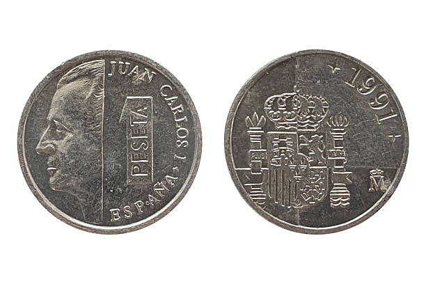 Vintage 1 pesta coin from 1991, shown with obverse and reverse sides, isolated on a white background. Historic Indonesian currency and collectible coin
