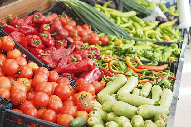 istock Fresh vegetables displayed at a local market in summer 2252863647