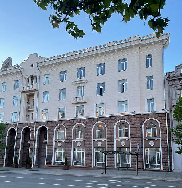 istock Brightly lit historic building showcases architectural features on a calm morning 2252863890