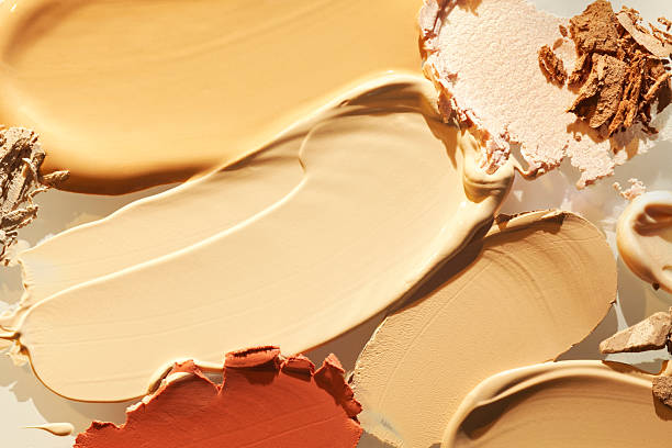 istock Beauty product sample swatch texture of foundation 2252867197