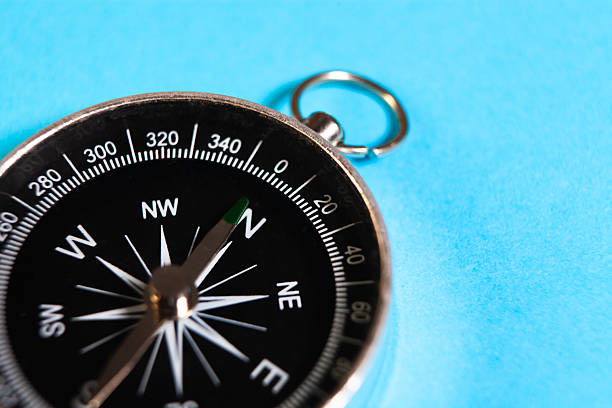 istock Compass on a blue background. Place for text. Close-up. 2252869790