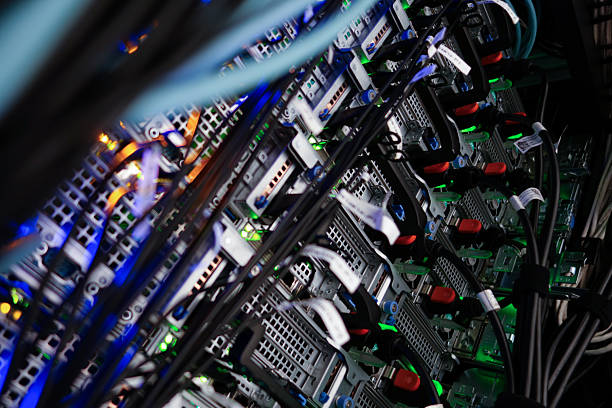 istock Server Room with Colorful Fiber Optic Cables 2252869847