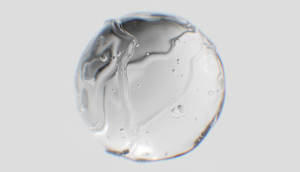 istock Transparent liquid sphere with water waves texture. Jelly cosmetic product 3d rendering concept. Beauty product ingredient. 2252874000