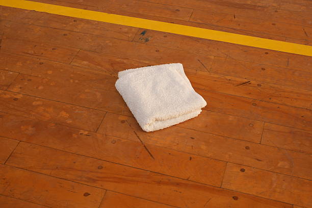 Towels or bath towels are placed on the edge of the pool.