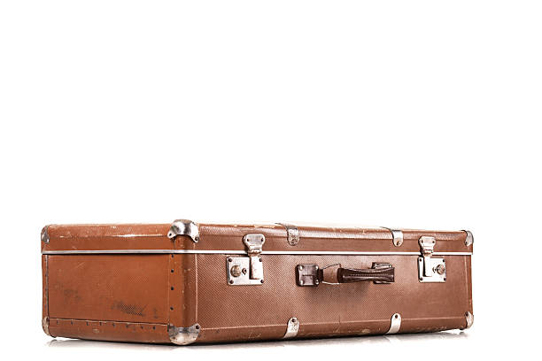 istock A vintage brown suitcase rests on a simple white surface, showcasing its worn leather and silver clasps. This classic piece evokes memories of travel and adventure 2252893512