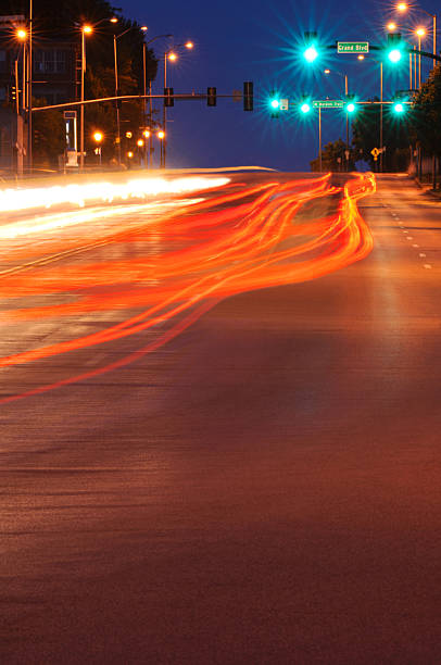 istock Night traffic and green lights 2252902615