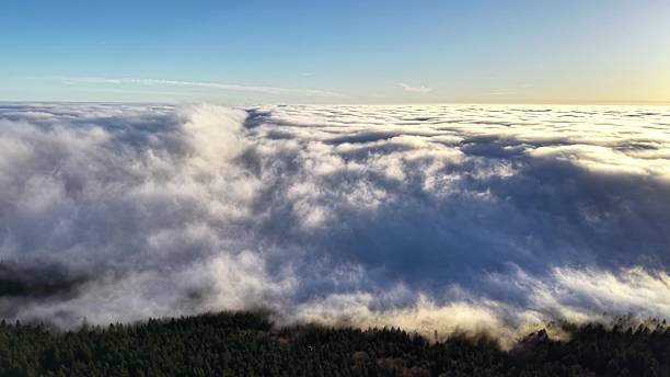 istock Sunrise Over Floating Cloud Layers, Ethereal Sunrise Illuminating Rolling Clouds Above Dense Forest Canopy 2252904470