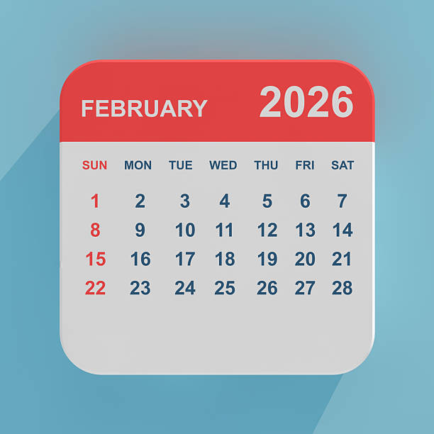 istock Flat Icon Calendar February 2026. 3d Rendering 2252909587