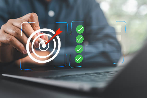 istock Digital goal setting and task management with businessman using laptop to track checklist, plan strategies, and complete targets for improved productivity and business performance. 2252916766