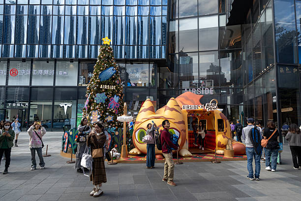 Hong Kong - December 19, 2025 : Christmas decorations at Airside to welcome the upcoming Christmas in Hong Kong.