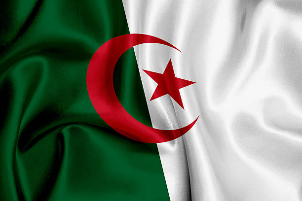 Algerian flag waving background.