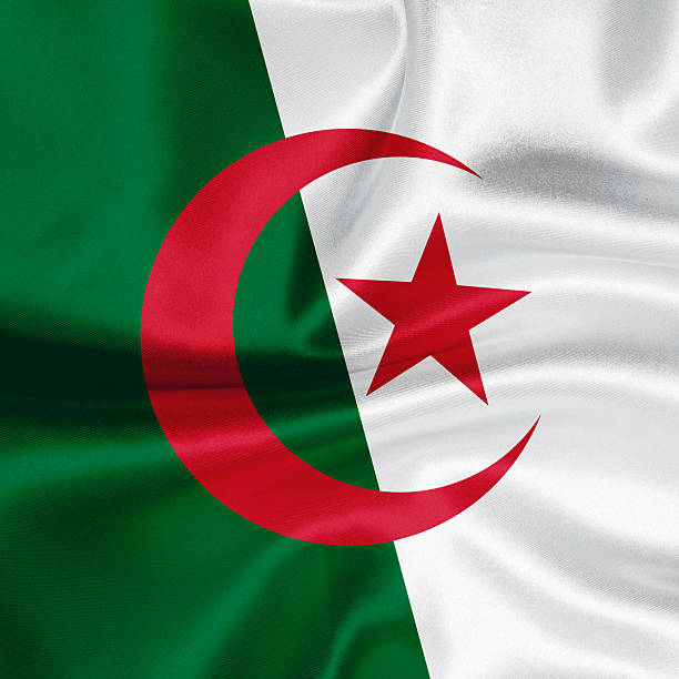 Algerian flag waving background.