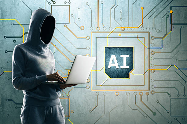 istock Anonymous hooded person using laptop with AI text and circuit background representing artificial intelligence and cybersecurity concept. 2252925873