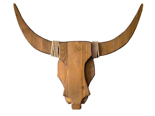 istock Wooden bull skull hanging wall decor with rope 2252926836