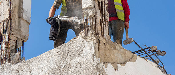 istock Breaking reinforced concrete with jackhammer 2252932595