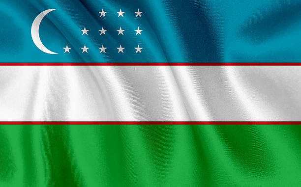 istock Uzbekistani flag waving background 2252933824