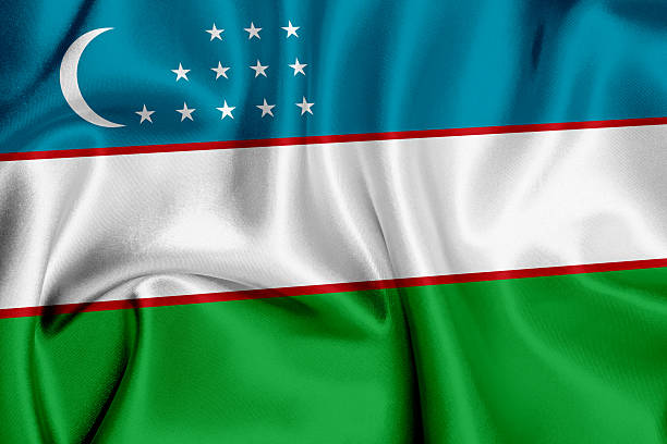 istock Uzbekistani flag waving background 2252933825