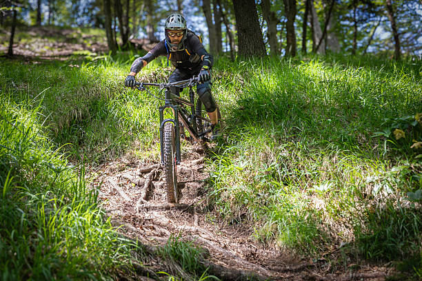 istock Mountain biking in the forest, Italy. 2252933933