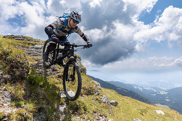 istock Male mountain biker riding downhill. 2252934387