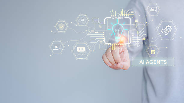 istock Person pointing virtual glowing lightbulb with AI Agents icon, circuits, and digital element. Concept of artificial intelligence, learning, innovation, automation, data technology and smart solutions. 2252935470