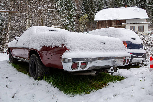 An abandoned vintage vehicle.