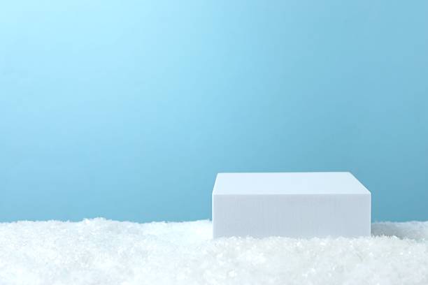 istock Beautiful composition with podium on  white snow 2252944566