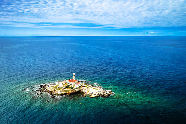 istock Saint John on the high seas lighthouse on small islet in Rovinj 2252945622