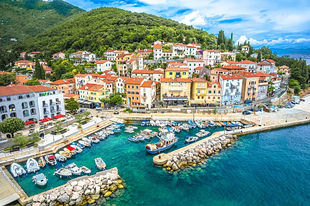 istock Moscenicka Draga turquoise waterfront aerial view 2252945705