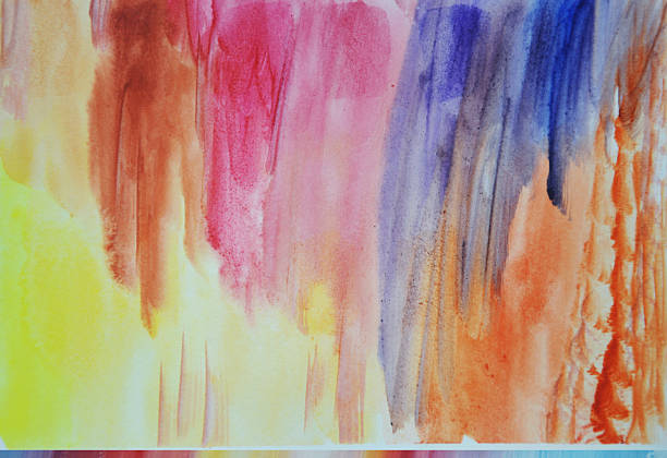 Hand-painted vertical rainbow stripes, color gradient. Vibrant abstract watercolor background.