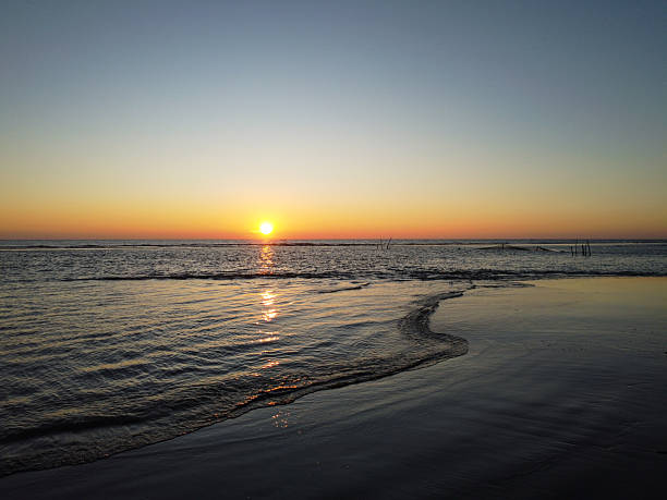 Sunset on the beach. Landscape with sea sunset on beach
