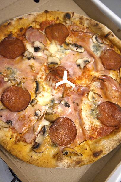 istock Pizza With Ham Salami and Mushrooms Close-Up 2252952833