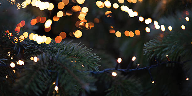 istock Christmas tree with golden bokeh lights 2252958908