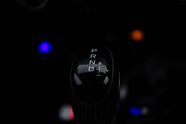 six-Gear-stick from an modern new Car, black and white