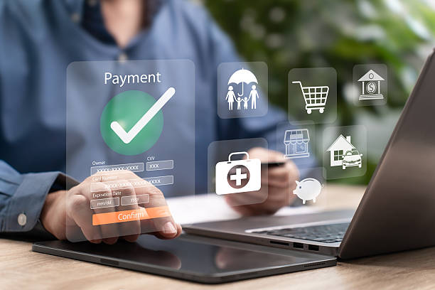 istock Online Payment Security Digital Marketing Concept, Businessman Using Tablet to Enter Credit Card Securely, Paying Insurance, Household Expenses, Car and Home Instalment, Careful Financial Planning 2252965986