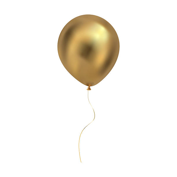 istock 3D balloon with ribbon and glitter confetti, decorative element, gold balloons and glitter confetti. 2252968709